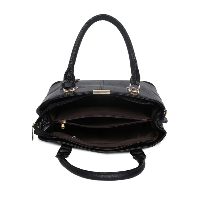 Women's Leather Handbag (Black) – Image 4