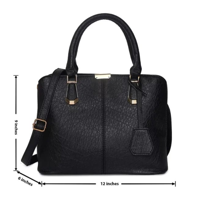 Women's Leather Handbag (Black) – Image 5