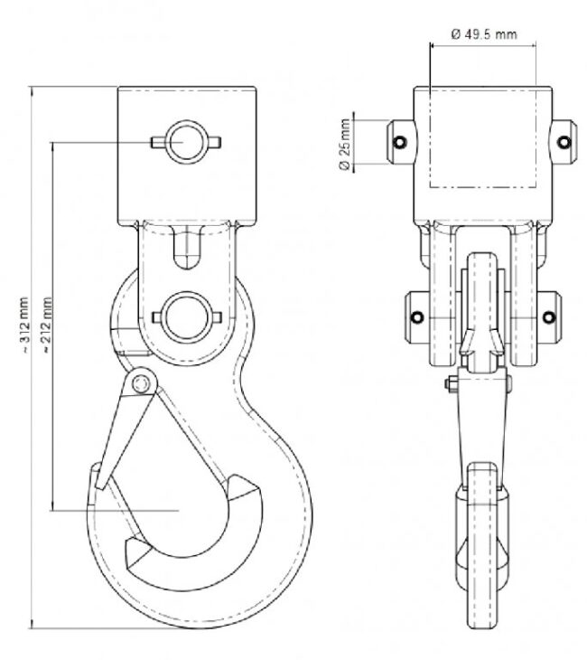 crochet de levage pour rotator hydraulique 3 tonnes – Image 2